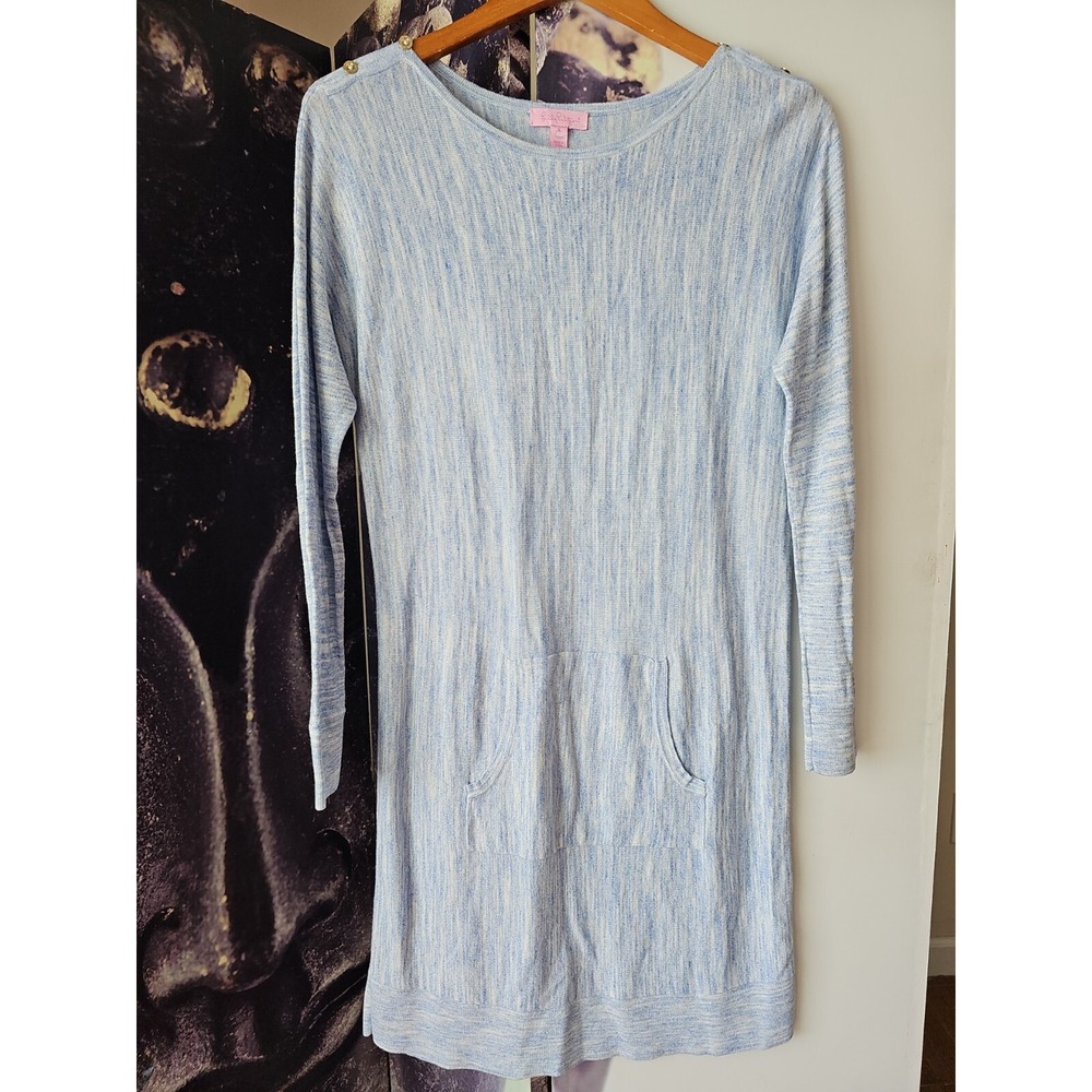 Lilly Pulitzer Jupiter Sweater Dress Womens S Blue Long Sleeve 23807 Sheath